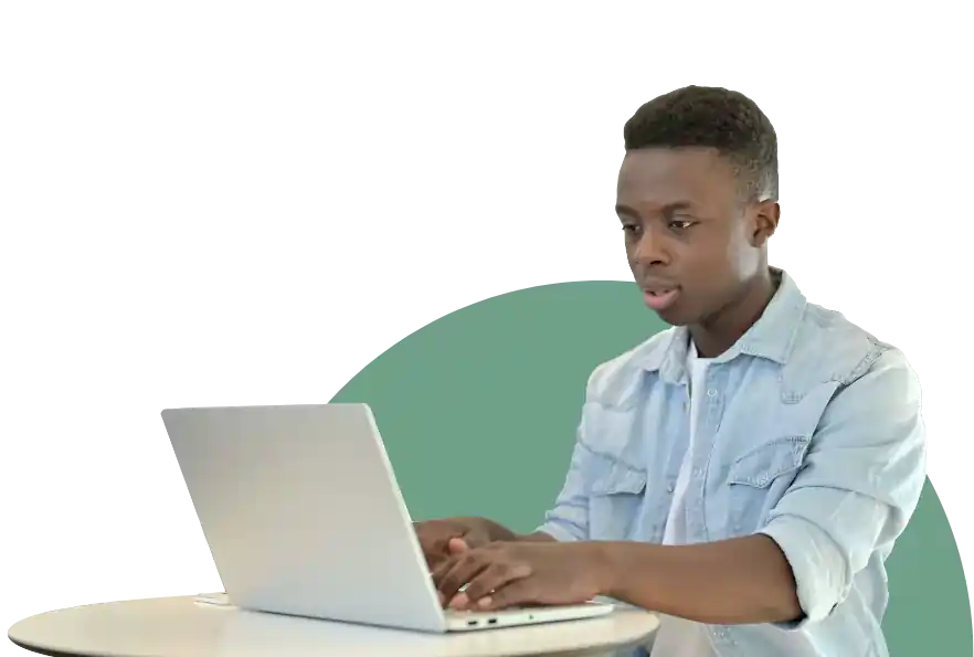 african american man using laptop