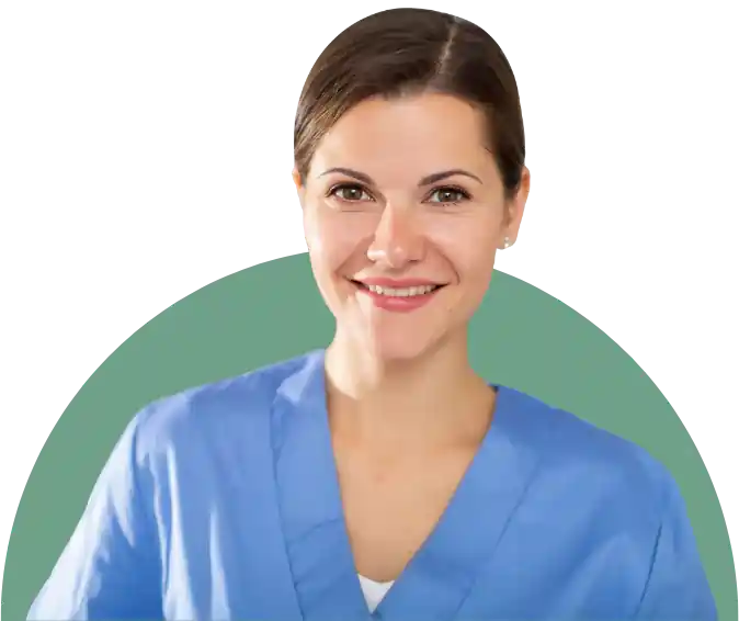An image of a smiling nurse. 
